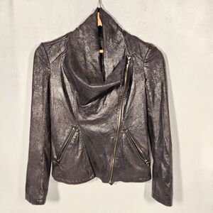 Blank NYC Sz XS Drape Front Jacket Hotline Bling Black Faux Suede Revolve